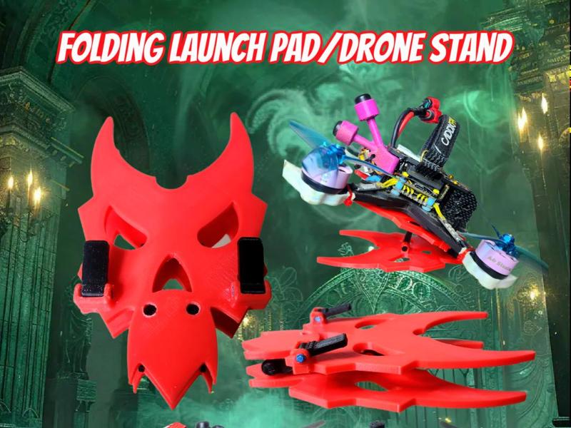 Folding drone launch pad and stand