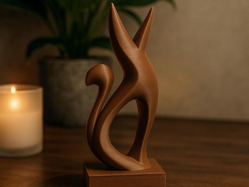 Abstract Fox Sculpture – Minimal Modern Figurine 