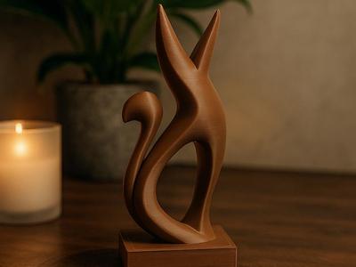 Abstract Fox Sculpture – Minimal Modern Figurine 
