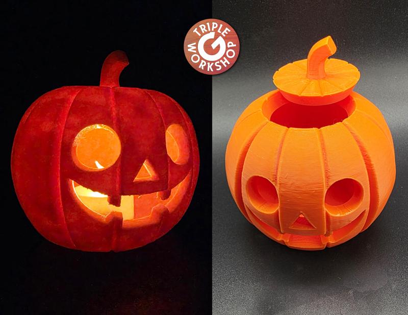 Big-Eye Jack-o-Lantern w/Lid Tea Light Holder