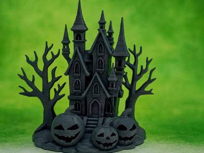 Haunted Castle with Pumpkins