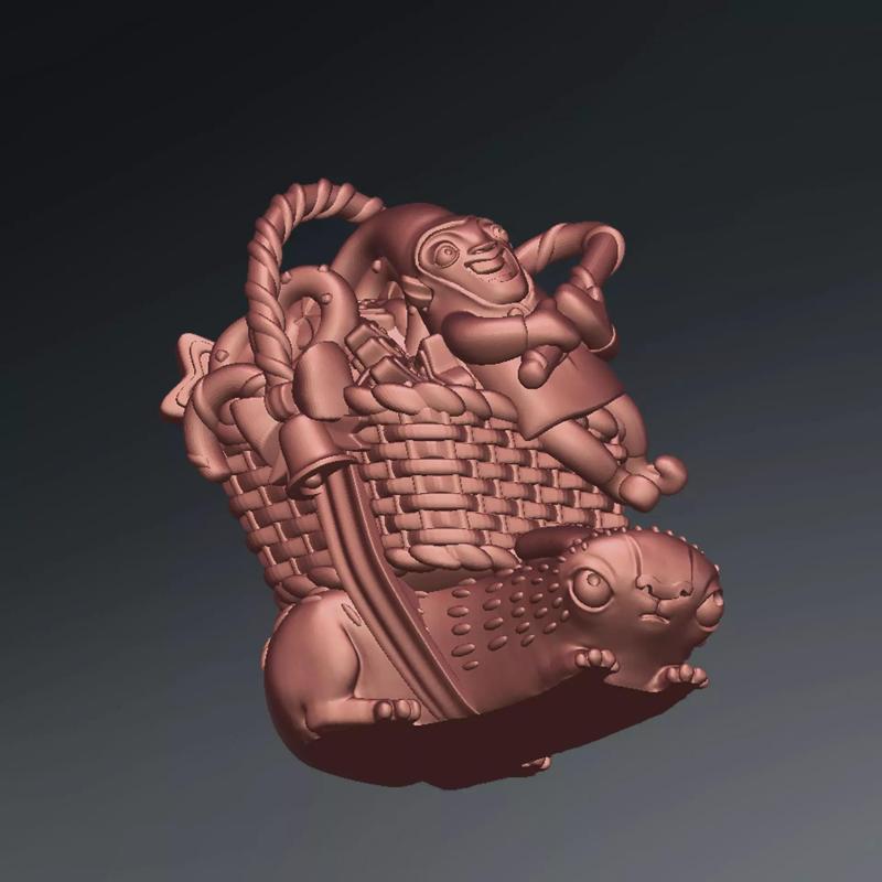 3D printed Funny Christmas elf with bunny and gifts