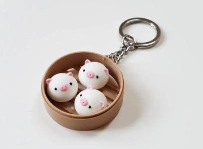 Piggy Bun Fidget Keychain (Dim Sum)