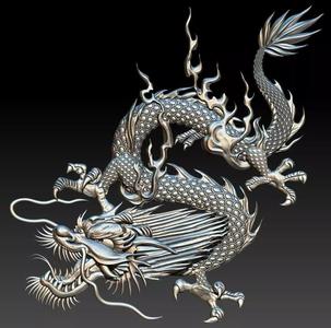 Chinese dragon relief model for CNC and 3D Print
