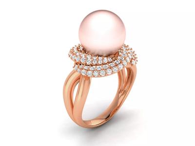 Women Pearl Ring 3dm render details
