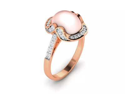 Women Pearl Ring 3dm render details