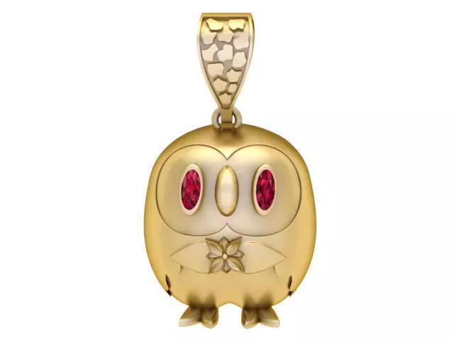 GOLD OWL PENDANT 3D PRINTABLE MODEL