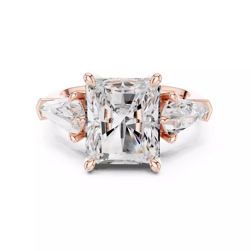 Three Stone Radiant Cut and Kite Cut Wedding Ring 3DM STL Video