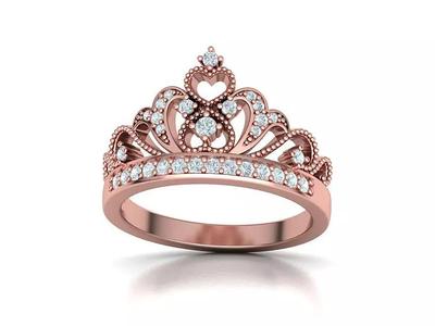 Tiara Crown Ring Princess Hearts Ring 3dmodel