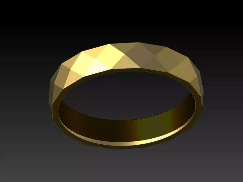 STYLE Faceted Domed Pyramid Pattern Wedding Band Ring