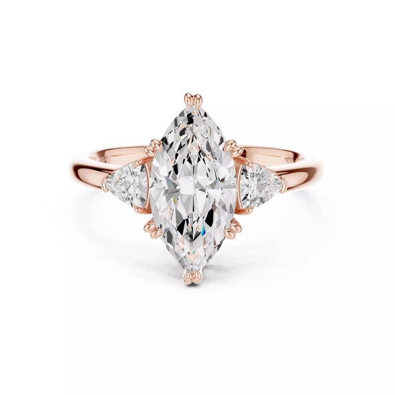 Three Stone Marquise and trillion Cut Diamond Ring 3DM STL Video