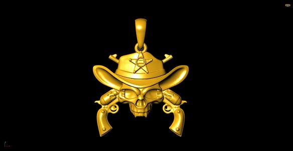 skull and guns pendant charm