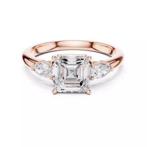 Trilogy Asscher Pear Cut Engagement Wedding Ring 3DM STL Video