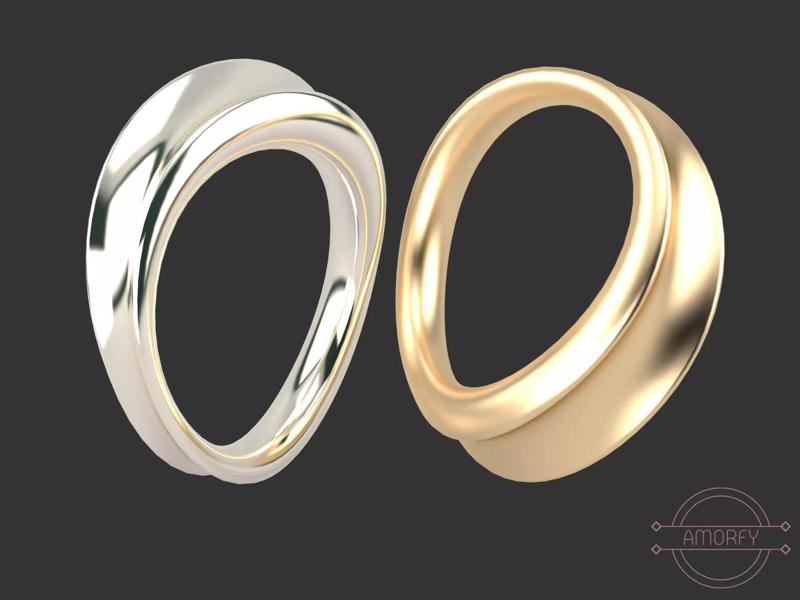 TWIST Ring Stl  Obj  Stp Files for 3D Jewelry Print