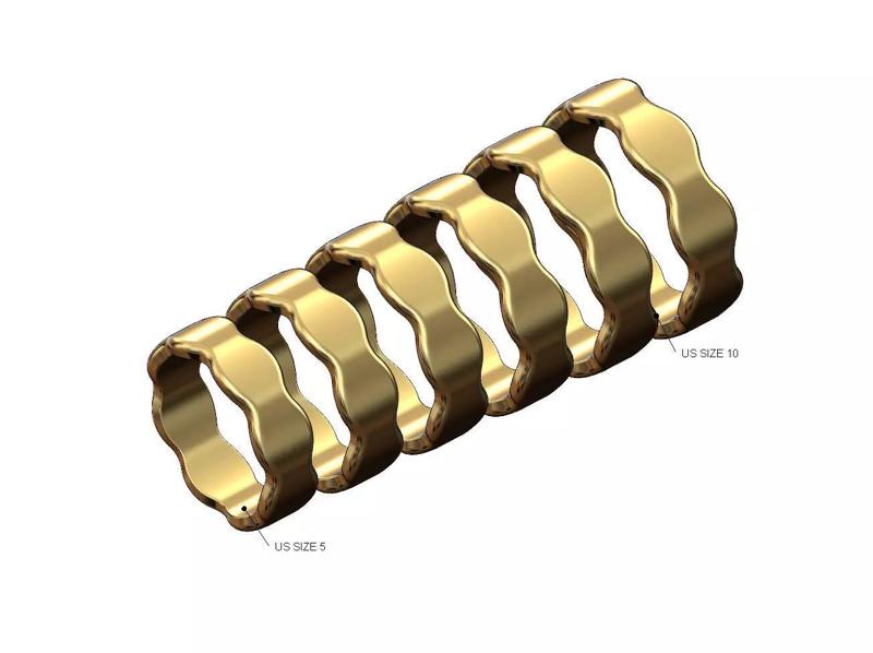 Wavy sides band US sizes 5to10