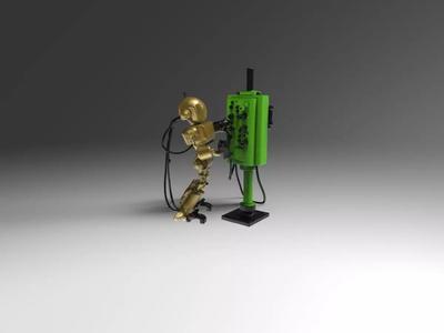 Futuristic Robot Technician with Control Panel