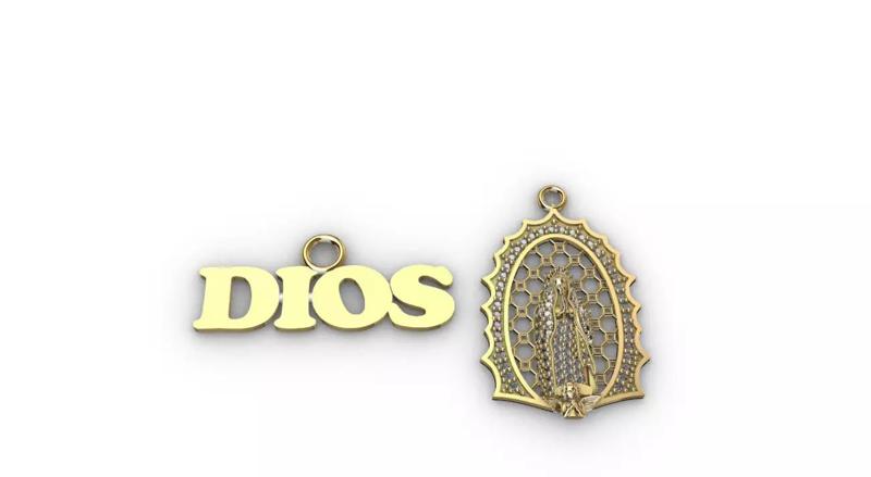 Dije virgen con dije de dios de regalo -v-