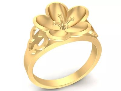 Elegant Floral Petal Ring for Women 3D Model 2907