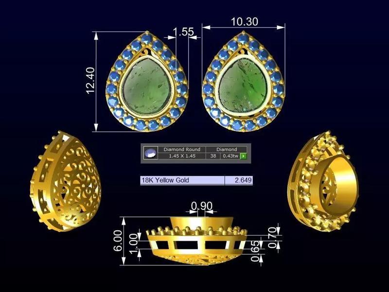 Polki Diamond Earring - Gold Cluster Tops No5