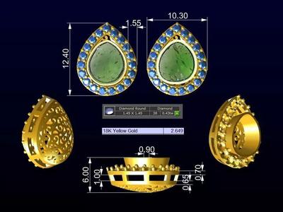 Polki Diamond Earring - Gold Cluster Tops No5