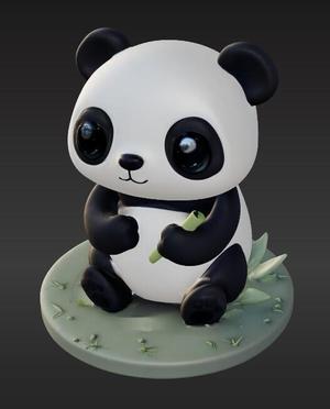 Adorable Panda Figurine with Bamboo
