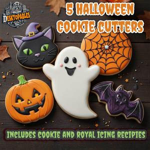 Cute Halloween Cookie Cutter Set | 5 Designs with Recipe (STL) 🎃