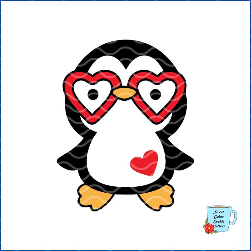 Penguin Cookie Cutter - Valentine - Animal - 8 STL Cookie cutter files