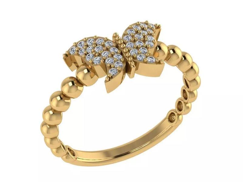 Ring319 gold butterfly ring with diamonds