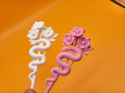 Small Snake Peach Blossom Hairpin, Hairpin, Hair Clasp, Year of the Snake Peach Blossom Hairpin