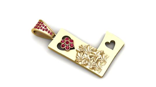 GOLDEN ALPHABET L PENDANT 3D PRINTABLE MODEL