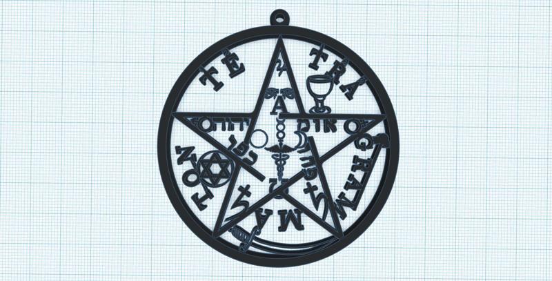 Tetragrammaton pentagram,  sacred magic symbol, knowledge logo, name of God, essence of the universe