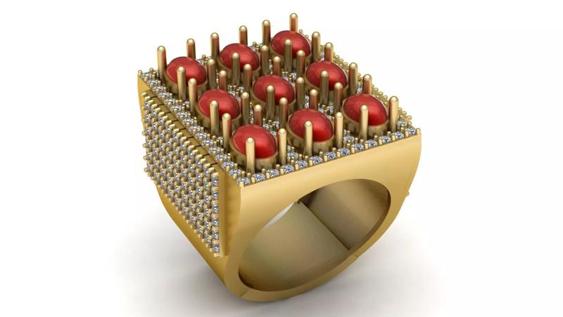 HIP HOP RUBY RING 3D PRINTABLE MODEL