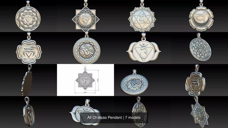 All Chakras Pendant 3D Model Collection