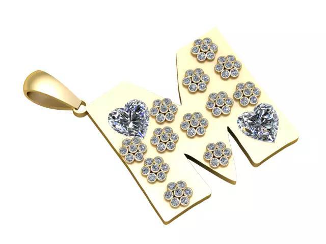 GOLDEN ALPHABET M PENDANT 3D PRINTABLE MODEL