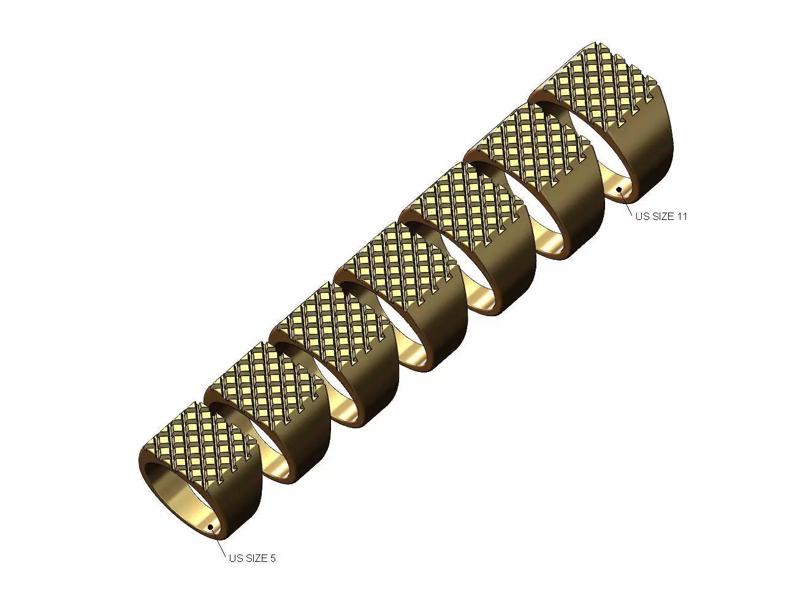 Square knurled signet ring Us sizes 5to12