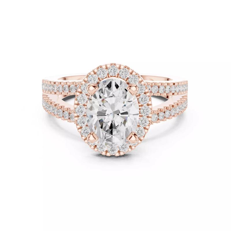 Split Shank Oval Cut Halo Diamond Engagement Ring 3DM STL Video