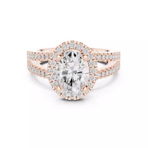 Split Shank Oval Cut Halo Diamond Engagement Ring 3DM STL Video