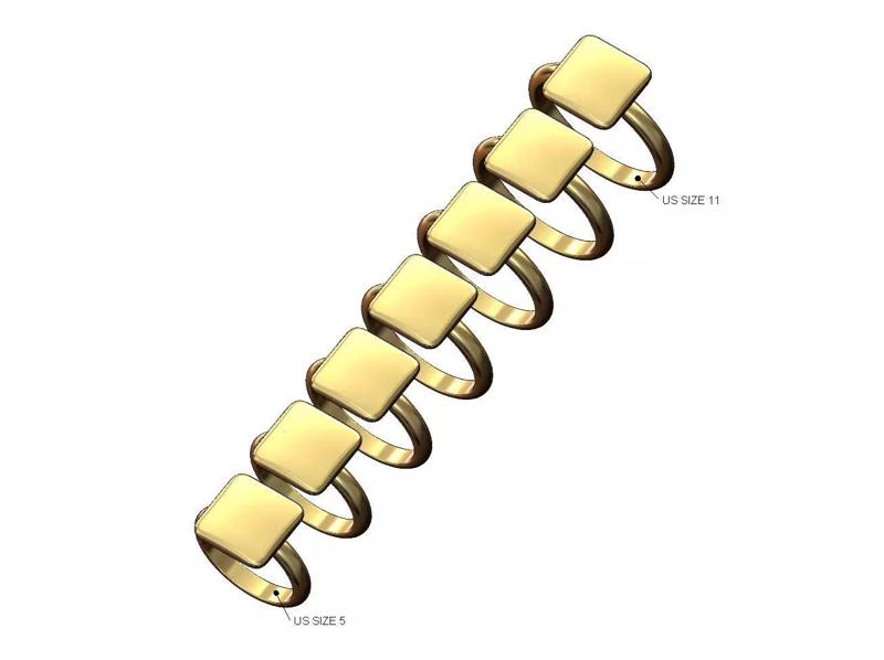 Square cushion top ring US sizes 5to11