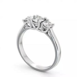 stl file three stone diamond engagement ring gold