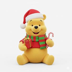 Sitting Christmas Winnie the Pooh 3D Model STL