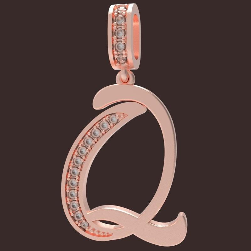 INITIAL "Q" DIAMOND PENDANT