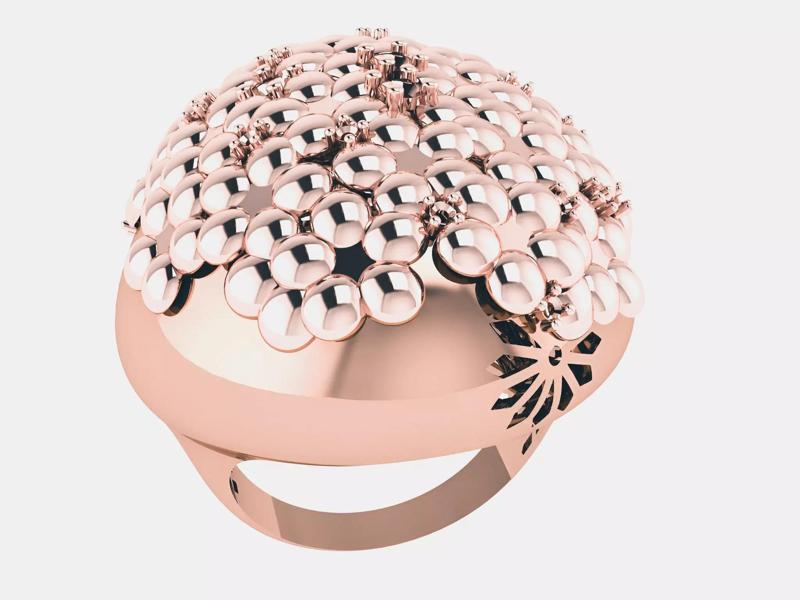 Beads Flower Plain gold ring
