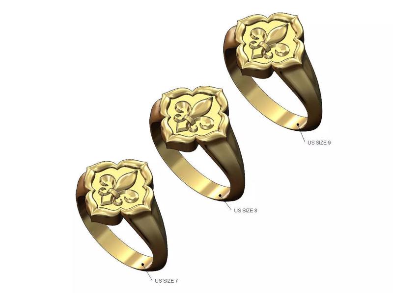 Lily ornament window signet ring Us sizes 7 8 9