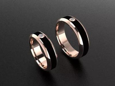 Wedding band-rings with gem and enamel 3D print or cnc model
