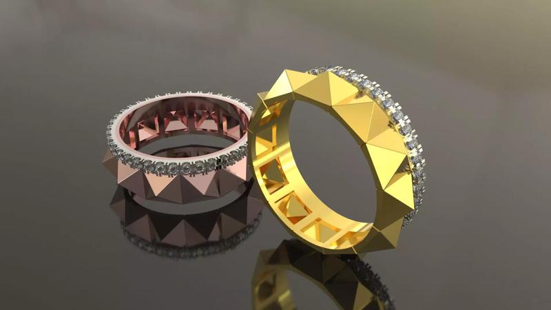 wedding band pyramid with diamonds 17 5mm