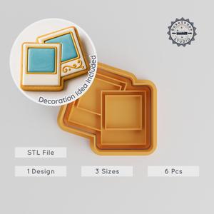 Polaroid Cookie & Fondant Cutter Stamp Set, Travel Photo Theme, 3 Sizes, Perfect for Baking & Crafting