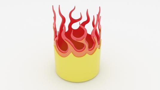 Flaming container