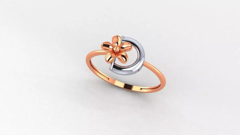 Flower Ultra light wt minimalist Plain Gold Ring 3dm stl