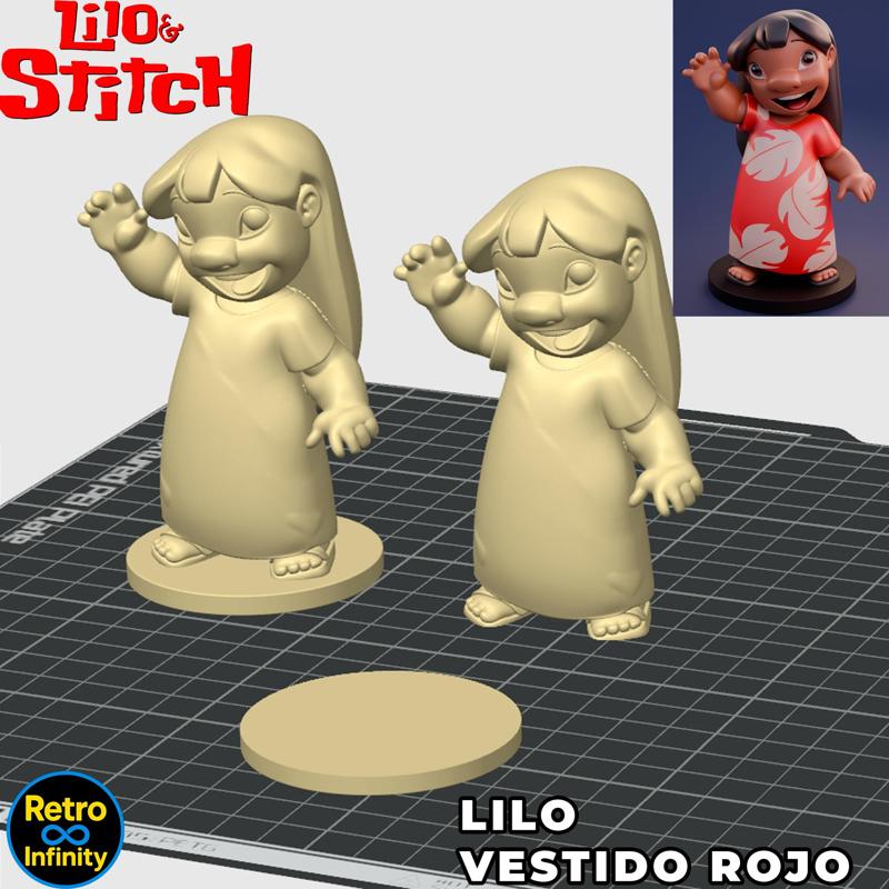 Lilo vestido rojo / Lilo red dress - 3D figure Retro Infinity style (100mm) | vinyl collectible