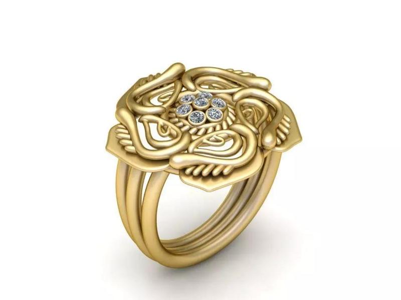 Floral Enigma  Gold Diamond Ring